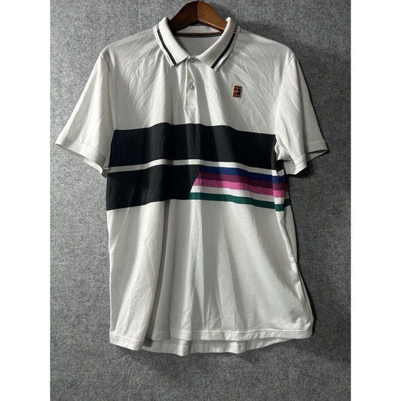 Nike Other - NikeCourt Dri-FIT Men's Polo Shirt Large Retro 90s Multicolor Stripe Tennis